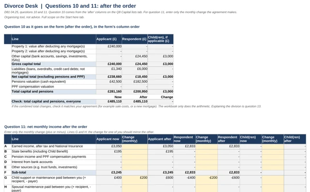 Questions 10 and 11: after the order, with the check line